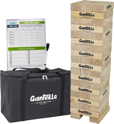 Miniatura 6 de Giantville Juguete gigante de madera de pino – Torre de bloques de madera de pino de tamaño real – Piso grande/tablero juego de patio