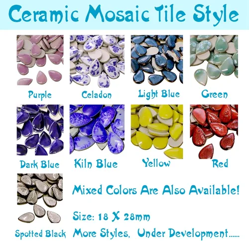 Miniatura 2 de 60 Piezas de Cerámica de Transformación de Horno Azul Oscuro en Gota de Lluvia a Granel para Manualidades, Piezas de Cerámica en Mosaico