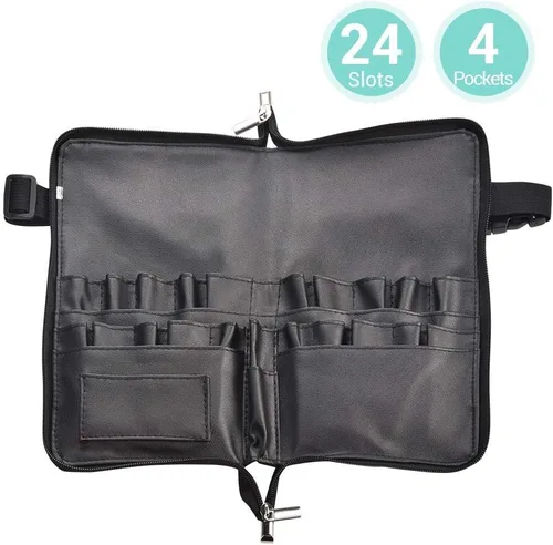 Miniatura 4 de BYOOTIQUE 2 en 1 multi cepillo titular cintura cremallera bolsa profesional portátil plegable maquillaje cosmético bolsa con correa de cinturón