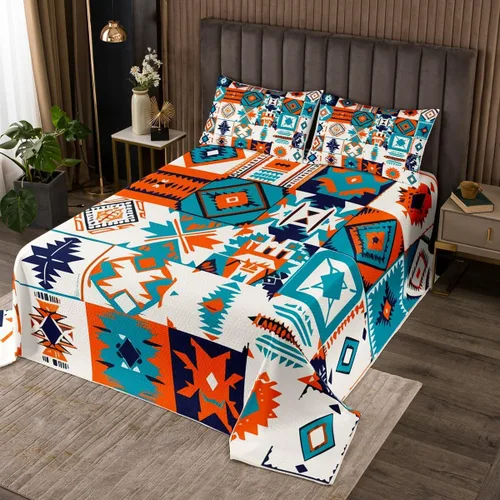 Miniatura 14 de Erosebridal Juego de edredón tribal bohemio azteca negro blanco étnico bohemio juego de colcha Queen Western Southwestern juego de ropa de cama
