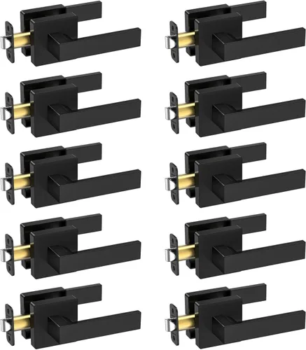 Miniatura 14 de TICONN 1PK Manijas de puerta interiores color negro mate, perillas de puerta cuadradas reversibles para dormitorio, baño, habitaciones