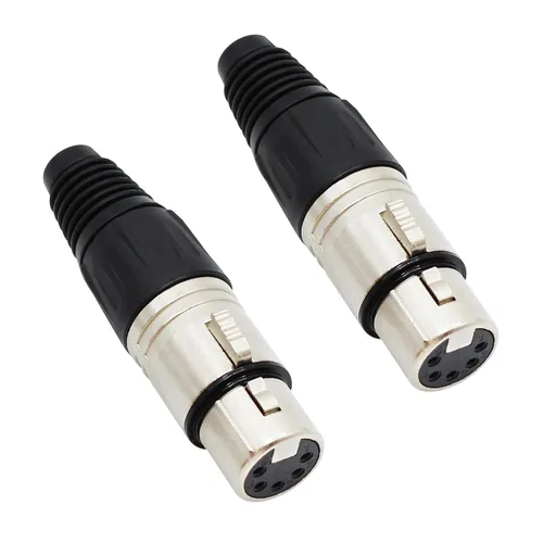 Miniatura 8 de Conector de cable XLR de 4 pines XLR de 4 pines hembra Conector de conector de cable de micrófono Adaptador de audio para micrófono, negro+plata