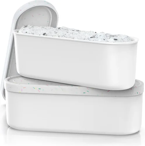 Miniatura 9 de BALCI, Recipiente para helado, 2 cuartos, perfecto almacenamiento reutilizable en congelador para recipientes de helado casero para sorbete, yogur