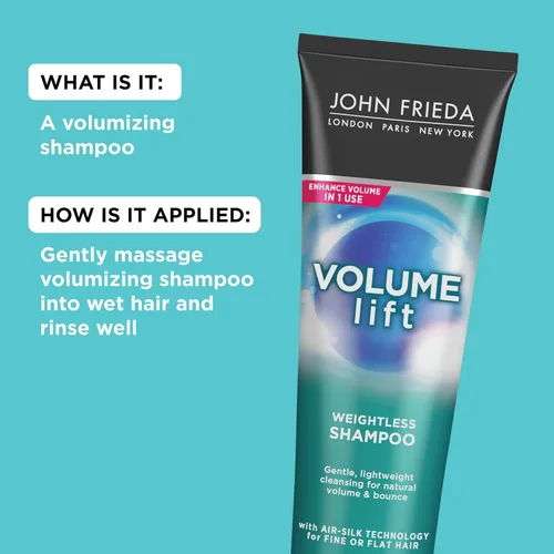 Miniatura 4 de John Frieda Volume Lift - Champú sin peso, champú voluminizador ligero con tecnología Air-Silk para cabello fino o plano, añade plenitud natural