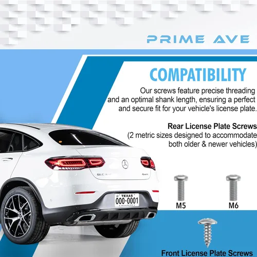Miniatura 2 de Tornillos de matrícula de acero inoxidable para Mercedes Benz (longitud extendida)