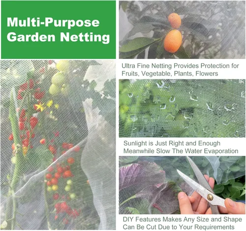 Miniatura 5 de Red de malla de jardín de 10' x 33' para plantas, cubierta ultrafina contra insectos para mantener árboles, verduras y frutas protegidos
