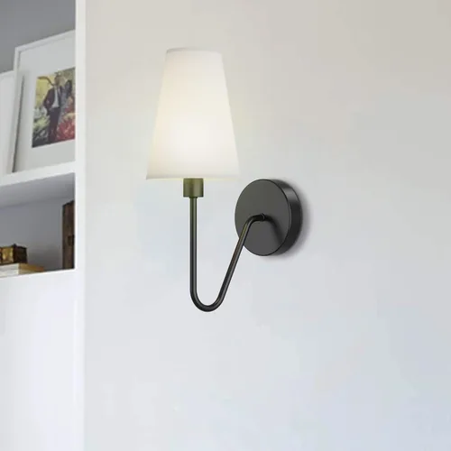 Miniatura 6 de Electro bp; Lámpara de pared clásica de 1 sola cabeza, color negro con pantalla de tela de lino blanco crema E12 40W cableada (juego de 2); Sombra