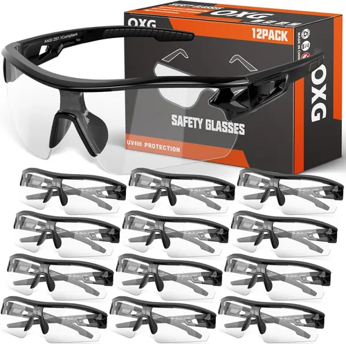 OXG Juego de 3 gafas de seguridad para trabajo para hombres y mujeres, ANSI Z87.1 gafas protectoras resistentes a arañazos e impactos para industria