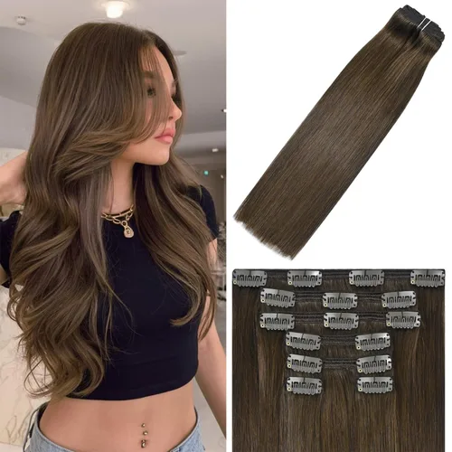 Miniatura 34 de WindTouch - Extensiones de cabello humano Remy con pinzas, color rubio decolorado combinado con balayage, para cabello rubio, 2.47 onzas, N.°