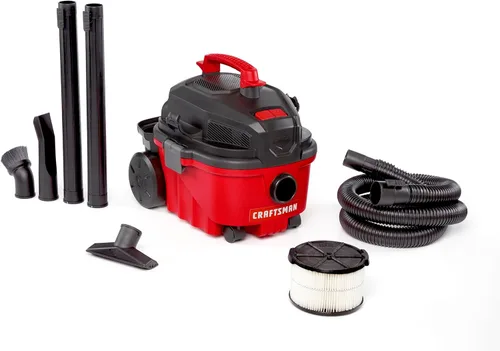 Miniatura 8 de CRAFTSMAN CMXEVBE17040 Aspiradora para Seco y Húmedo de 4 Galones, 5.0 HP Máximo, Aspiradora de Taller Portátil para Seco y Húmedo con Filtro