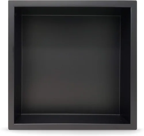 Niche de ducha de acero inoxidable modelo de pared de 12 x 12 pulgadas, estante empotrado listo para azulejos, color negro mate, diseño moderno y