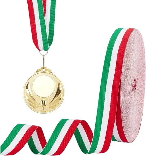 PH PandaHall Cinta de rayas rojas, blancas y verdes, de 50 yardas, bandera italiana, cinta patriótica, decoraciones navideñas italianas, cintas de