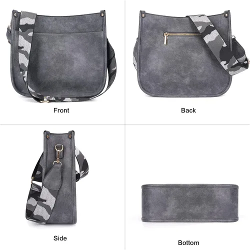 Miniatura 9 de HKCLUF Bolso cruzado para mujer, 2 piezas de cuero Hobo bolso con 2 correas ajustables de leopardo para guitarra