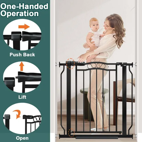 Miniatura 3 de Fairy Baby Puerta de bebé de 29.5 a 33.5 pulgadas para puertas, puerta para perros para escaleras sin taladro, barrera de seguridad para mascotas