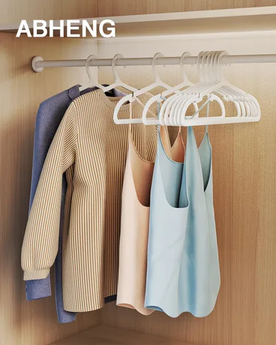 Miniatura 2 de ABHENG Paquete de 30 perchas de ropa, perchas de plástico antideslizantes, perchas que ahorran espacio, resistentes, para colgar ropa seca y húmeda