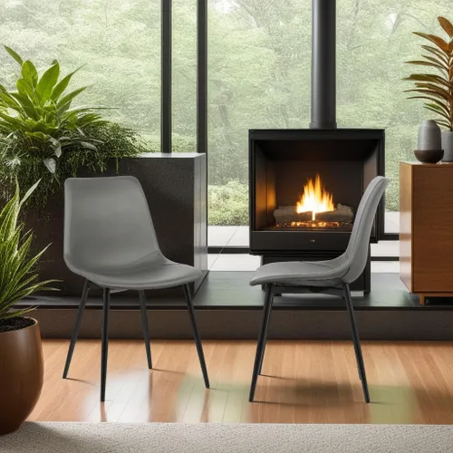 Miniatura 2 de Armen Living Monte Mid Century - Silla auxiliar de comedor moderna y contemporánea para mesa, cocina, escritorio de oficina en casa, altura del Piel
