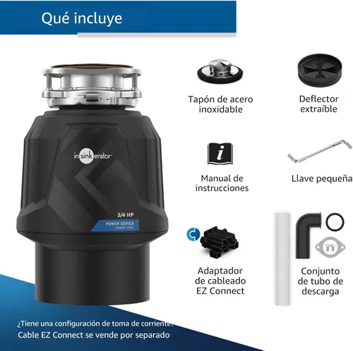 Miniatura 8 de InSinkErator Triturador de basura de 0.75 HP, 3/4 HP, Serie de potencia, alimentación continua, eliminador de residuos de alimentos, serie Power EZ