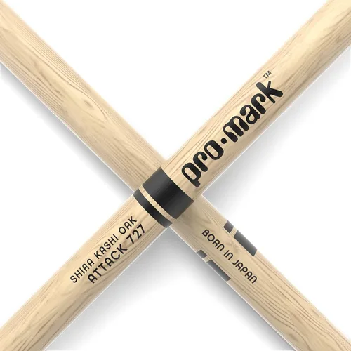 Miniatura 5 de ProMark Baquetas de batería Classic Attack 727 Shira Kashi Oak Baquetas, punta ovalada de nailon, un par