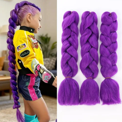 Miniatura 10 de HAIRCUBE Cabello trenzado rojo de 24 pulgadas, 3 paquetes de trenzas de caja preestiradas, extensiones de cabello trenzado trenzado de ganchillo