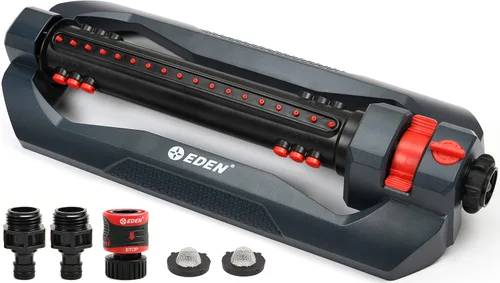 Miniatura 6 de Eden 94106 Rociador oscilante turbo, cubre hasta 4,000 pies cuadrados, 18 boquillas de precisión, base pesada, rango ajustable, perilla de control