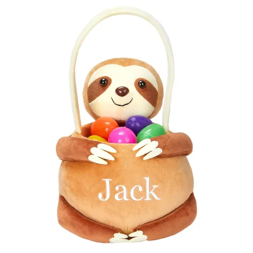 Miniatura 7 de Cesta personalizada de conejo de Pascua de 15 pulgadas con nombre bordado, cesta de caza de huevos de Pascua de felpa para regalos de decoración