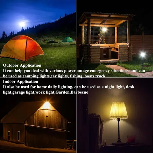Miniatura 7 de Paquete de 2 bombillas USB regulables alimentadas por USB de 5 V 7 W, lámpara colgante para exteriores, portátil, para campamento, camión, tienda