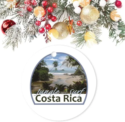 Miniatura 3 de Adornos navideños de Costa Rica, selva y surf, paisaje de playa, adorno de cerámica, decoración del hogar, colgantes colgantes, adorno de Navidad