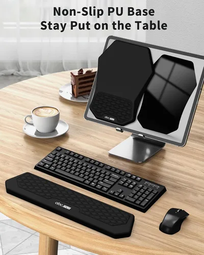Miniatura 5 de Juego de alfombrilla ergonómica para mouse y reposamuñecas para teclado, diseño de masaje para aliviar el dolor del túnel carpiano, espuma Negro