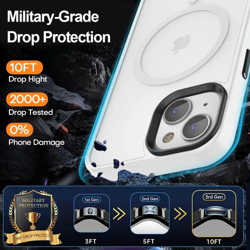 Miniatura 179 de Fuerte magnético para iPhone 11, compatible con Magsafe, [resistente a caídas de 13 pies] Funda trasera translúcida mate con sensación de piel
