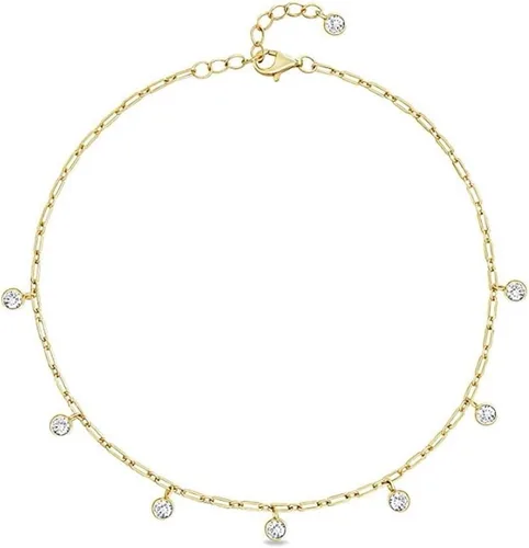 Miniatura 6 de Adabele Colgante de acero inoxidable chapado en oro amarillo de 18 quilates con piedra natal redonda de grado A de 0.236 in y 0.394 in, no se