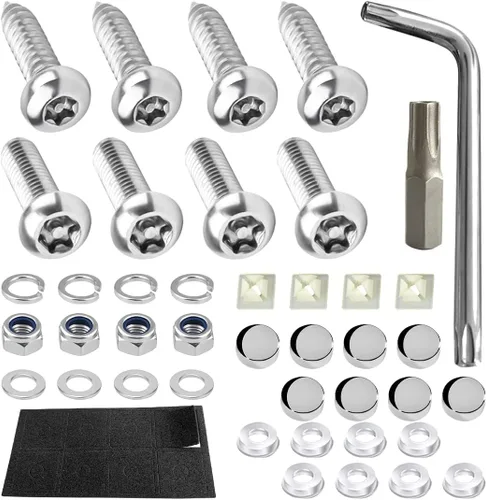 Miniatura 7 de XINLIYA - Kits de tornillos antirrobo para placa de matrícula - Hardware de montaje de placa de matrícula de acero inoxidable a prueba de óxido