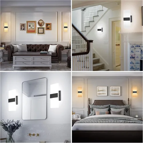 Miniatura 6 de TRLIFE Apliques de Pared LED Regulables, Aplique de Pared Moderno de 4 Temperaturas de Color 12W Luces de Pared Regulables Juego de 2 Luz Montada