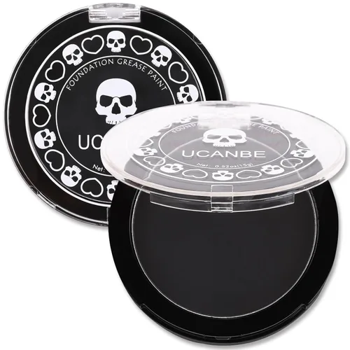UCANBE Base de maquillaje facial y corporal en crema negra, pintura de grasa profesional no tóxica, paleta de pintura facial para Halloween para
