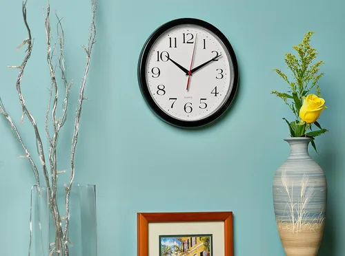 Miniatura 6 de Bernhard Products Reloj de pared negro silencioso sin marcas de tictac de 25,4 cm, de cuarzo, funciona con batería, redondo, fácil de leer