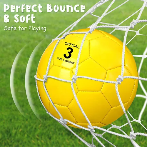 Miniatura 5 de HyDren Paquete de 6 pelotas de fútbol a granel con bomba, coloridas pelotas de fútbol de práctica para niños y jóvenes, entrenamiento en interiores