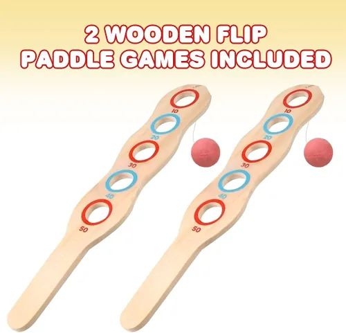 Miniatura 2 de ArtCreativity Juego de 2 paletas de madera con bola roja en cuerda, juguetes al aire libre para niños y niñas, juegos de playa y patio trasero