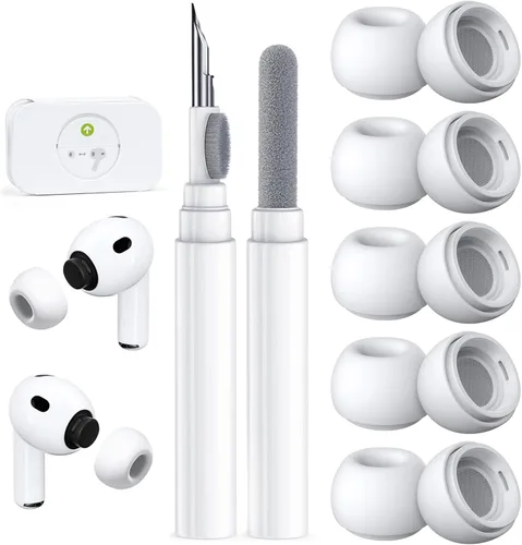 Miniatura 22 de 4 pares de puntas de repuesto para AirPods Pro 2ª/1ª generación con kit limpiador, orificio de reducción de ruido y pantalla protectora contra