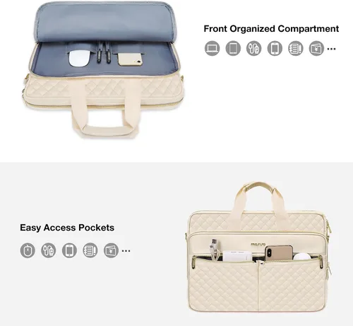 Miniatura 5 de MOSISO Bolsa para laptop de 13-13.3 pulgadas, maletín para mujeres y hombres, bolsa mensajera acolchada cuadrada para computadora de 14 pulgadas