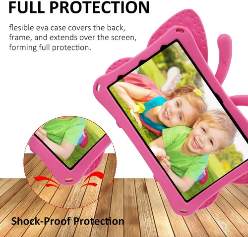 Miniatura 35 de FW Fire 7 - Funda para tablet para niños, Amazon Fire 7 2022, funda de mariposa con luz de atril, EVA, protección contra caídas, resistente, a