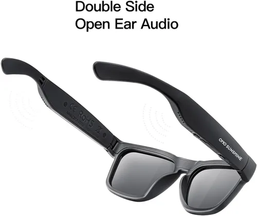 Miniatura 6 de OhO Smart Glasses, gafas de sol polarizadas con altavoz Bluetooth, protección UV atlética/al aire libre y control de voz, unisex (lente gris)