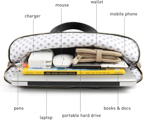 Miniatura 3 de Bolso para portátil de 15.6 pulgadas para mujer - Bolso para computador con funda para laptop, bandolera delgada para trabajo y viajes, de cuero PU