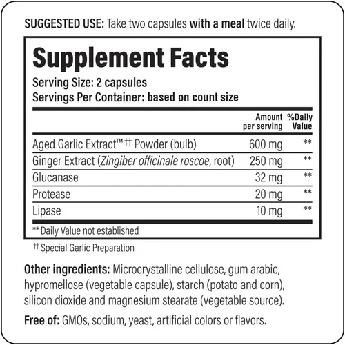 Miniatura 3 de Kyolic, Aged Garlic Extract, Formula de limpieza de candida y digestión, Fórmula 102, 200 cápsulas vegetarianas, 10231, 1, 1