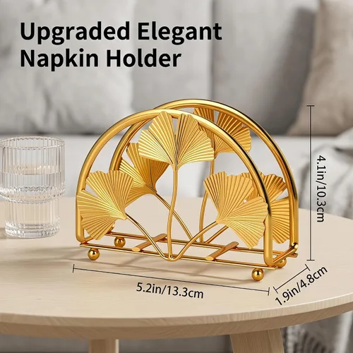 Miniatura 9 de Servilletero de hojas de ginkgo dorado para mesa, elegantes servilleteros para servilletas de papel, servilletero, servilleta de cóctel de una pieza