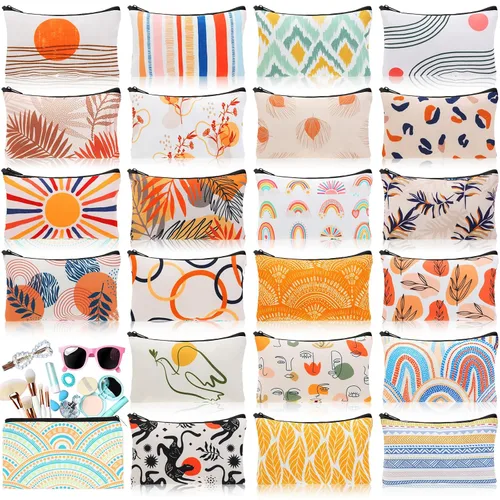 Miniatura 15 de 24 piezas bolsas de maquillaje a granel, bolsas de cosméticos de lona, organizador de bolso, bolsa cosmética con cremallera, bolsa de tocador