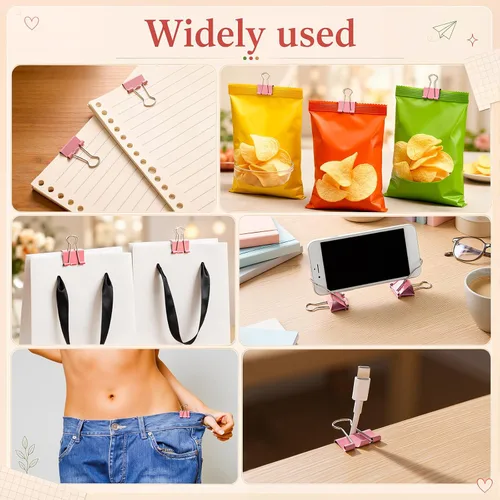 Miniatura 6 de Yexiya 300 Pcs Small Binder Clips Sturdy 0.75 Inch Pink Paper Med Clips Office Supplies Paper Clamps for Office Teachers Students School Business