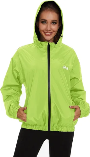 Miniatura 3 de OSTOO Chaqueta impermeable ligera para mujer, para correr, ciclismo, con capucha, para senderismo, rompevientos
