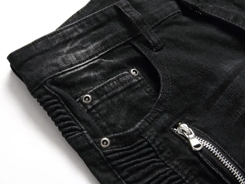 Miniatura 4 de AITITIA Jeans de motociclista de ajuste regular para hombre