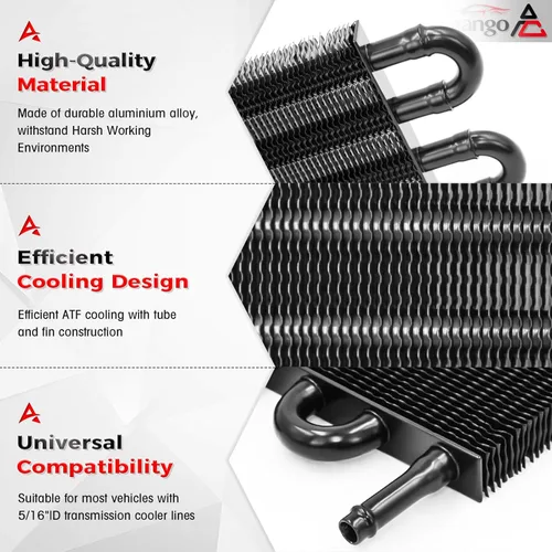 Miniatura 5 de Kit enfriador de transmisión de tubos y aletas Ultra-Cool de 4 pasos universal 402 de aluminio negro con kit de enfriador de aceite de 5/16
