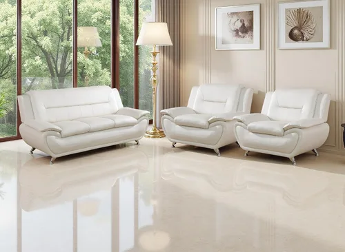 Miniatura 45 de Juego de sofá de cuero (3 piezas, cuero negro B), muebles de sala de estar para apartamento, material de estilo minimalista, fácil montaje B-cuero