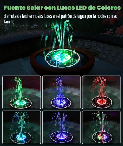 Miniatura 2 de SZMP Fuente de agua solar mejorada, panel de vidrio 100%, fuentes solares de 3.5 W, batería 2000 incorporada con 7 boquillas y 4 fijadores, bomba